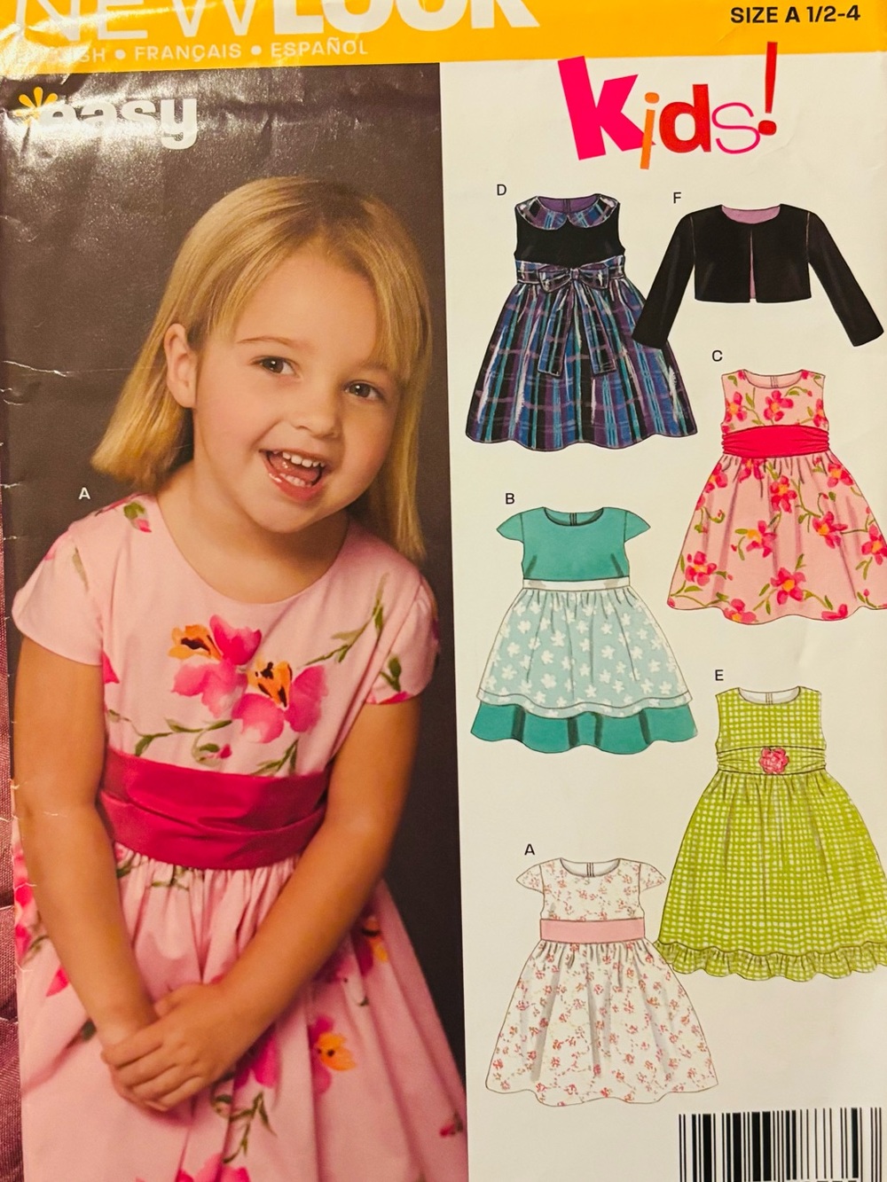 Vintage New Look 6448 Toddlers Dress Hat set  Uncut Girls Sizes 1/2-4